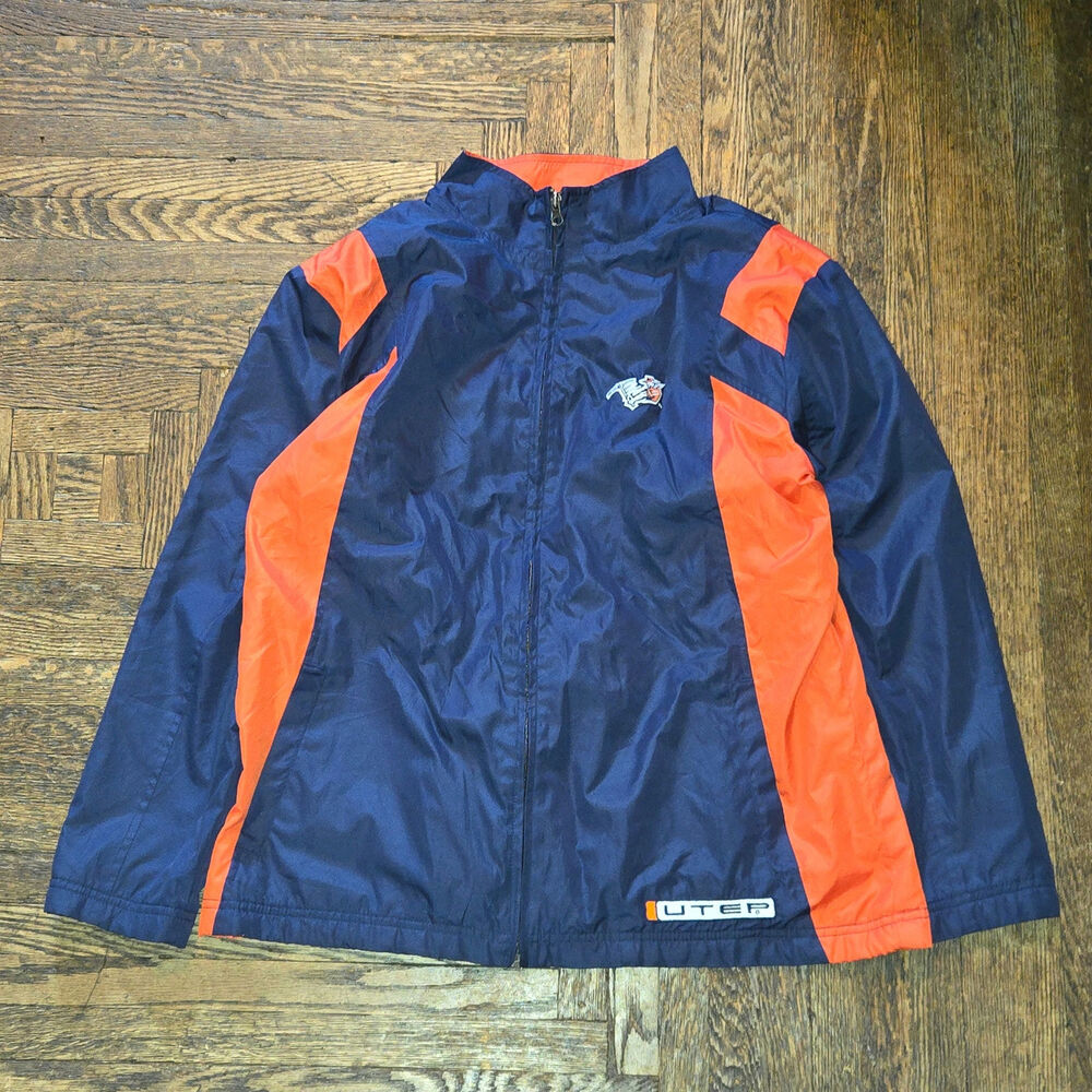 Vintage UTEP Miners Lightweight Jacket Kids Large 12/14 Red Oak Navy Blue